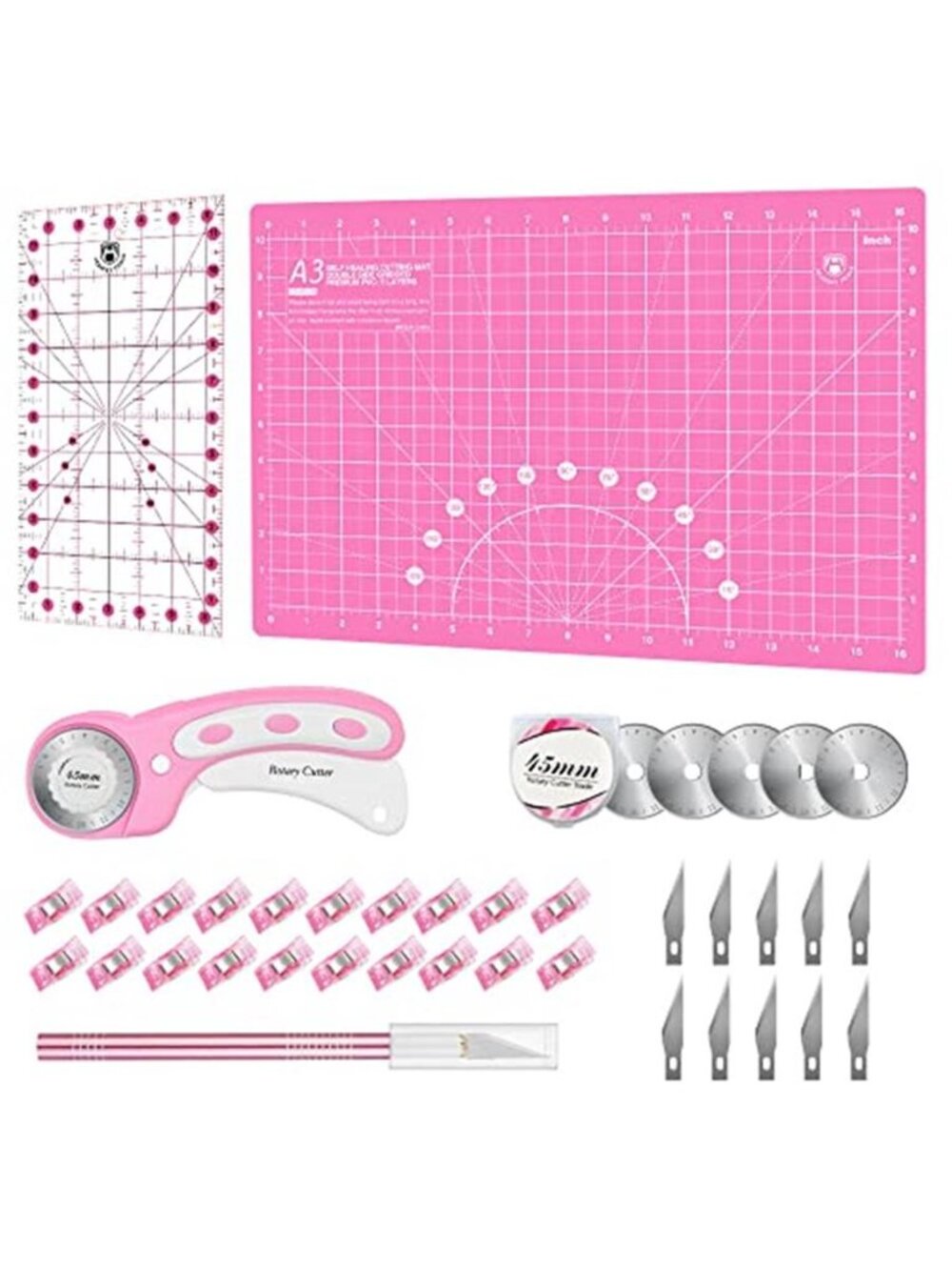 Tools Rotary Cutter Set - 45mm Fabric Cutter, 5 Replacement Rotary Blades